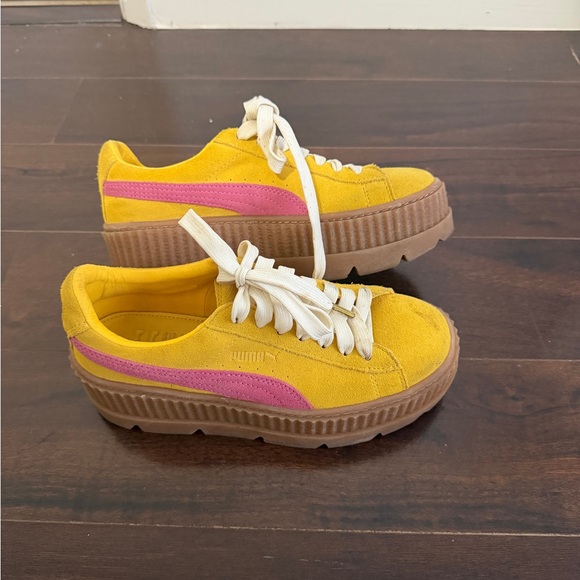 Puma Shoes - Puma Yellow Suede Platform Sneakers with Pink Stripe Fenty


Super stylish